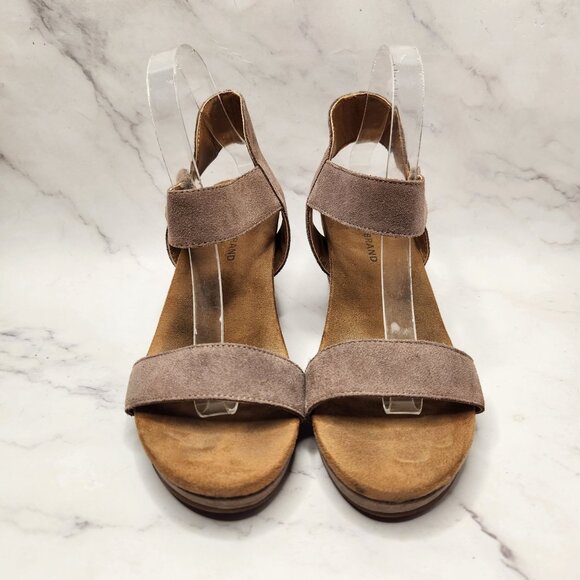 Lucky Brand LP-Kamilia Tan Suede Leather Wedges Sandals Women's 8.5 - Picture 2 of 8